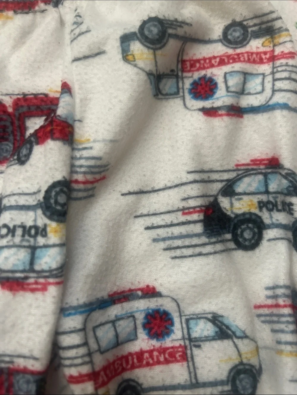 Cozy infant Firetruck Pajama Set - Cream with Red and Black